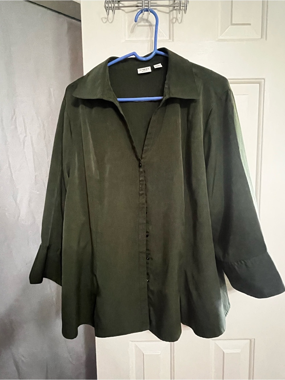 Cato Olive Green Button-Up Blouse